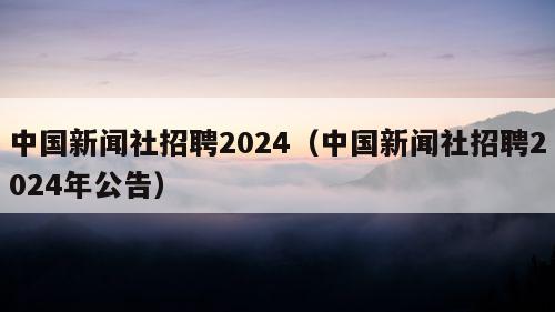 中国新闻社招聘2024