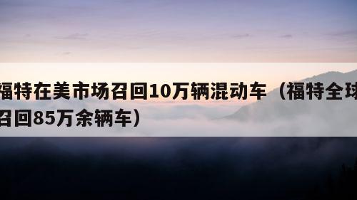 福特在美市场召回10万辆混动车