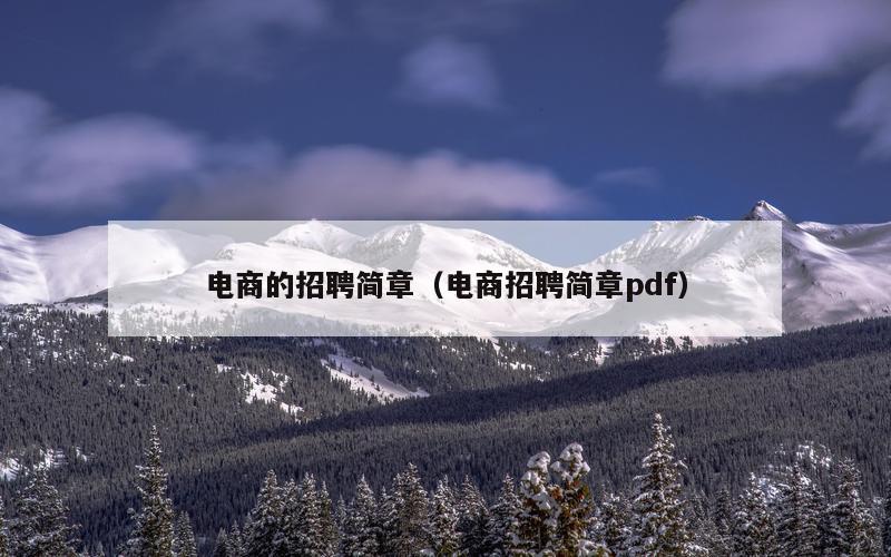 电商的招聘简章（电商招聘简章pdf）