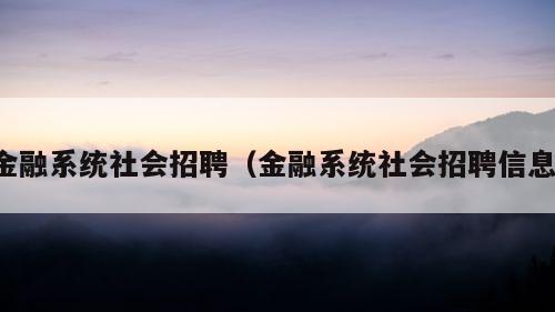 金融系统社会招聘（金融系统社会招聘信息）