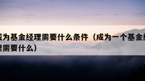 成为基金经理需要什么条件（成为一个基金经理需要什么）