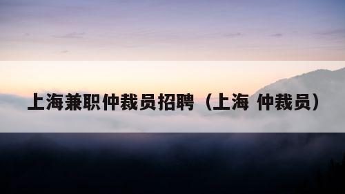 上海兼职仲裁员招聘（上海 仲裁员）