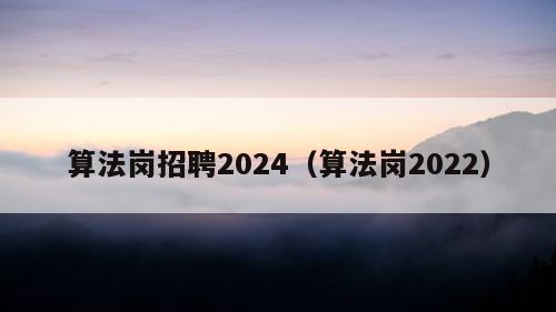 算法岗招聘2024（算法岗2022）